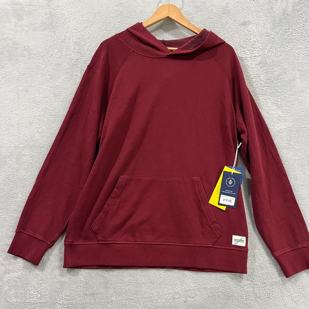 Fair Harbor Saltaire Hoodie Mens Size Large Coastal Burgundy
